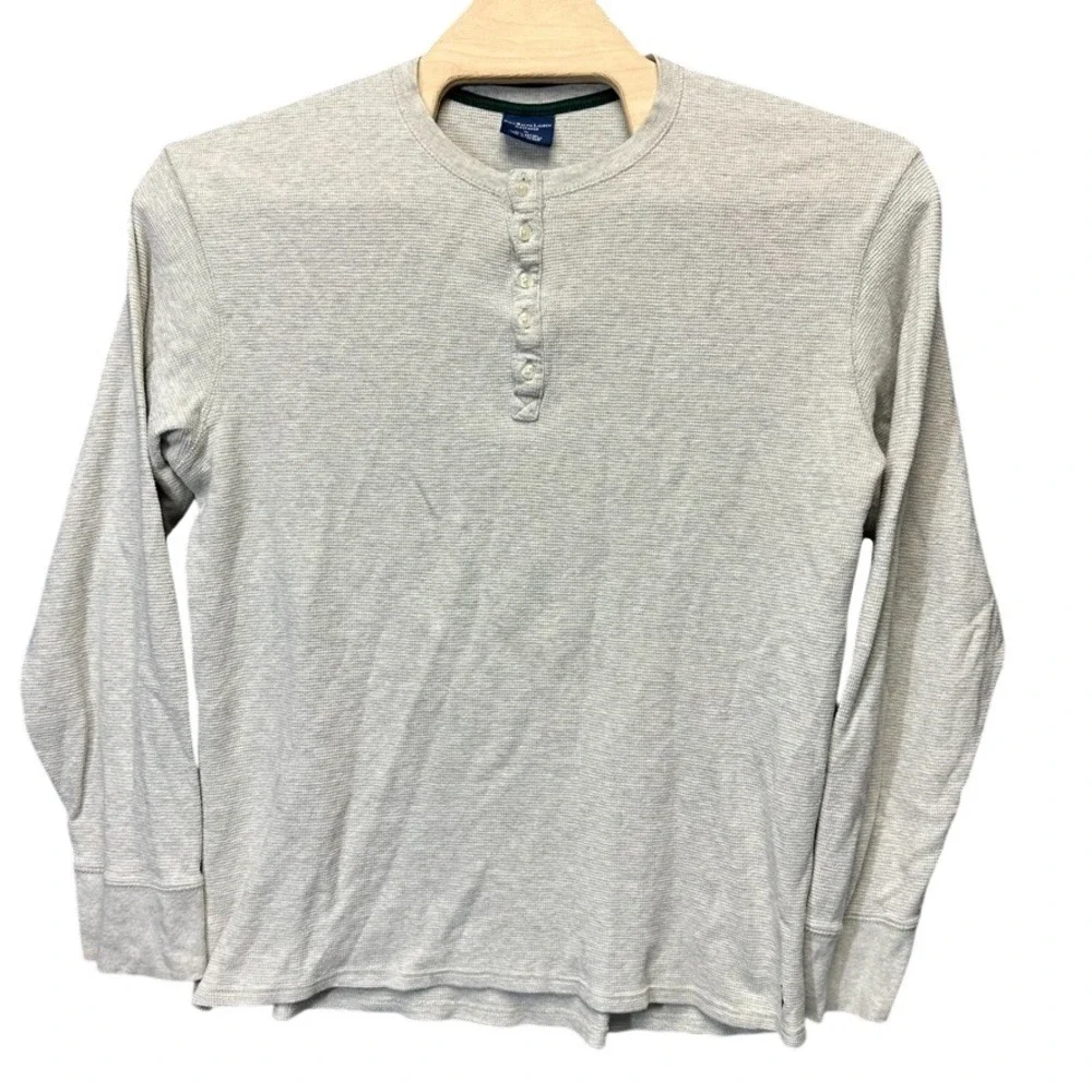 Polo Ralph Lauren Mens XL Grey Waffle Knit Thermal Henley Sleepwear Shirt L/S